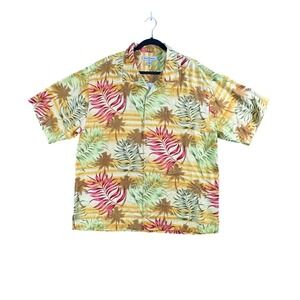 Tommy Bahama Mens XL Silk Tropical Palm Tree Hawaiian Shirt Button Down
